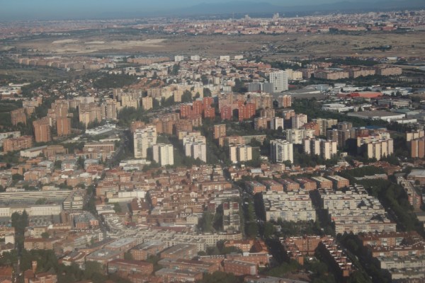 Approaching Madrid from the air.