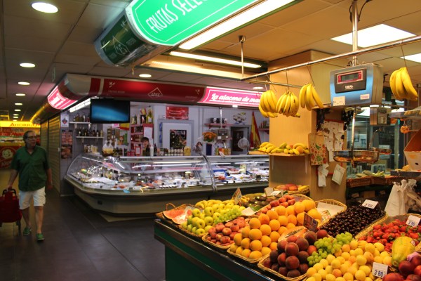 Fresh food in the local neighborhood market, Madrid.