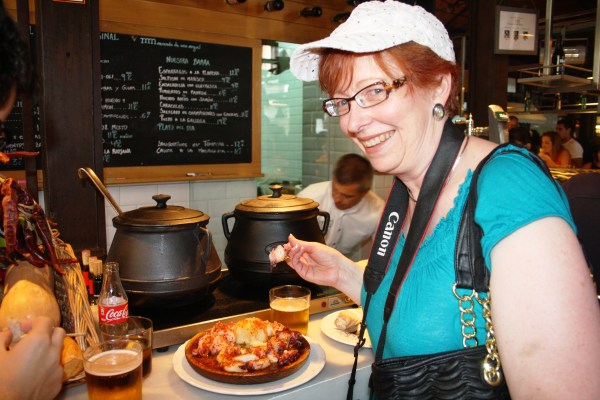 Showing off my bravery by eating new foods--pulpo de gallego, a Spanish favorite (Octopus Galician style)