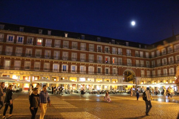 Present day Plaza Mayor at night