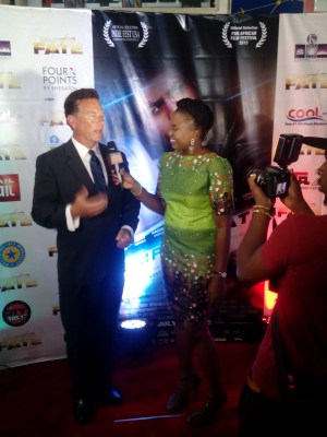 Another red carpet interview at the Lagos premiere, July 10, 2015. (Photo credit: Chris Willard Photography)