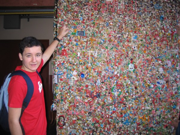 Pedro at the gum wall, July 2010.
